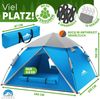 ELONEO Wurfzelt, 2-4 Personen Pop Up Zelt wasserdichtes Campingzelt schnellaufbau Zelt, Blau/Grau Bild 2