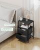 Nachttisch 2er Set, Beistelltisch mit 2 Stoff-Schubladen und Regalen, Offenes Fach, Couchtisch, Nachtschrank Schlafzimmer, für Wohnzimmer, Schlafzimmer, Schwarz Bild 5