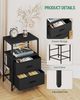 Nachttisch 2er Set, Beistelltisch mit 2 Stoff-Schubladen und Regalen, Offenes Fach, Couchtisch, Nachtschrank Schlafzimmer, für Wohnzimmer, Schlafzimmer, Schwarz Bild 4