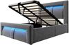 Einzelbett Samt mit Stauraum, LED & USB-Anschluss, 90x200 cm, Grau, ohne Matratze Bild 5