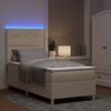 vidaXL LED Boxspringbett mit Matratze Creme 90 x 190 cm Stoff 3343066 Bild 5