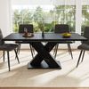 HAUSS SPOLE Esstisch Extendbarer Küchentisch mit Marmoroptik,X-Design Beistelltisch,Schwarz (ausziehbarer Tisch für 4-6 Personen, Hochwertige Marmoroptik & Pflegeleichtigkeit), für Wohnzimmer Küche & Esszimmer Bild 2