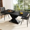 HAUSS SPOLE Esstisch Extendbarer Küchentisch mit Marmoroptik,X-Design Beistelltisch,Schwarz (ausziehbarer Tisch für 4-6 Personen, Hochwertige Marmoroptik & Pflegeleichtigkeit), für Wohnzimmer Küche & Esszimmer Bild 3