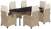 vidaXL 7-tlg. Garten-Essgruppe mit Kissen Beige Poly Rattan 3212819 Bild 2