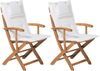 Set mit 2 Stühlen und Sitzkissen MAUI Akazienholz Cremeweiß Bild 1