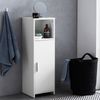 Badschrank 30 x 95,5 x 30 cm weiß Holz mit Tür und Ablagefach, Kleiner Bad-Schrank Beistellschrank stehend, Badregal schmal freistehend Badezimmerkommode, Badmöbel Badezimmermöbel Bild 2
