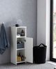 Badschrank 30 x 95,5 x 30 cm weiß Holz mit Tür und Ablagefach, Kleiner Bad-Schrank Beistellschrank stehend, Badregal schmal freistehend Badezimmerkommode, Badmöbel Badezimmermöbel Bild 5