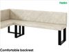 MEBLINI Eckbank für Esszimmer mit ausziehbarem Tisch - Küchenbank - Essecke - Sitzecke Küche - ERIC - U-Beine 142x196x87cm Links - Creme Samt/B Schwarz Hochgl. Bild 5
