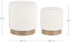 Pouf Zoya 2er-Set aus Stoff, Weiß, 31 x 31 x 35 / 37 x 37 x 42 cm Bild 3