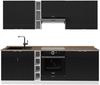 Küchenzeile Fame-Line Schwarz gestreift/Weiß 235 cm , AP Eiche Vicco Bild 1