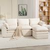 Modulares 3-Sitzer Sofa mit Hocker, Cord in Beige, B 263 x T 167 x H 85 cm Bild 2