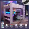 Hochbett 140x200 cm mit LED-Beleuchtung, Schreibtisch und Regalen,Jugendbett mit integriertem Bild 5