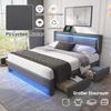 Polsterbett 140x190 cm mit LED Beleuchtung Wireless Charging USB Anschluss und 4 Schubladen Stoffbett mit Kopfteil Lattenrost Modernes Bett Bild 5