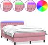 vidaXL Boxspringbett mit Matratze & LED Rosa 160x210 cm Samt 3317180 Bild 2