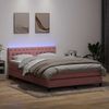 vidaXL Boxspringbett mit Matratze & LED Rosa 160x210 cm Samt 3317180 Bild 4