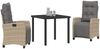 vidaXL Garten Essgruppe mit Kissen 3 pcs Beige Poly-Rattan 3380449 Bild 3