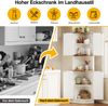 Eckschrank, 5 Staufächer, Vintage-Küchenschrank, weiße Holzoptik, rustikaler Stil, platzsparendes Eckmöbelstück, geeignet für Wohnzimmer, Küchen und Essbereiche, mit Kippschutzvorrichtung, 39,5 x 39,5 x 180 cm Bild 4