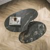 Couchtisch 2er-Set schwarze Keramik, organisches Design, Mid-Century Stil, Fossil-Optik Bild 2