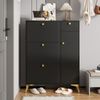 Merax Schuhschrank mit 3 Klappen, 1 Schublade und 1 Tür, Schuhregal, Schuhkipper schmal, Schuhschrank Schwarz. Maße: H 121 cm / B 90 cm / T 25 cm Bild 2