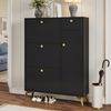 Merax Schuhschrank mit 3 Klappen, 1 Schublade und 1 Tür, Schuhregal, Schuhkipper schmal, Schuhschrank Schwarz. Maße: H 121 cm / B 90 cm / T 25 cm Bild 3