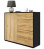 Vladon Sideboard Ben V2, Kommode mit 1 Tür und 5 Schubladen, Schwarz matt/Eiche Natur (79 x 74 x 36 cm) Bild 4