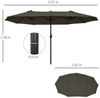 Outsunny Sonnenschirm Gartenschirm Terrassenschirm mit Handkurbel, LxB: 265x455 cm, Doppelsonnenschirm, Marktschirm, Oval 460 x 270 x 240 cm Bild 2