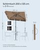 Songmics Sonnenschirm mit Aufbewahrungstasche, ohne Ständer, UPF 50+, Stahl / Polyester, Walnussbraun, 200 x 125 cm Bild 4