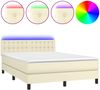 vidaXL Boxspringbett mit Matratze & LED Creme 140x190 cm Kunstleder 3134221 Bild 2