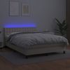 vidaXL Boxspringbett mit Matratze & LED Creme 140x190 cm Kunstleder 3134221 Bild 4