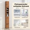 Schmaler Badschrank mit 2 Türen & 1 Schublade & Verstellbaren Regalen Badezimmerschrank Natur Bild 4