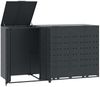 Mülltonnenbox GORILO für 3 Tonnen Anthrazit 207x79x117 cm Stahl | Mülltonnenverkleidung 3er Mülltonnenhaus Bild 2