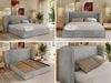 Polsterbett Bett mit Holzlattenrost Schlafzimmer Bett Doppelbett gepolstertes Kopfteil Pocket Matratze - EMORA CLASSIC - 160x200 cm - Hellgrau Velvet - VIRE LUX Bild 2