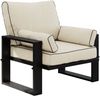 Gartensessel mit Armlehnen, Sessel auf schwarzen Metallbeinen, Rückenkissen - ELBA S1 - beige Bild 4