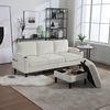 4-Sitzer Sofa aus Chenille mit Hocker, Stauraum & Getränkehaltern, 196,5x75x77 cm, Beige Bild 2