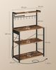 VASAGLE Standregal mit 4 Ebenen, Küchenregal mit Ladestation, 8 Haken, 40 x 80 x 140 cm, braun-schwarz Bild 5