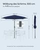 Songmics Sonnenschirm mit UV-Schutz bis UPF 50+, knickbar, Metall / Polyester blau, Ø 3 x 2,52 m Bild 4
