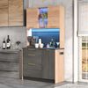 HAUSS SPOLE Highboard mit Schubladen,Anrichte Küchenhochschrank Arbeitsplatte LED Steckdosen (Küchenhochschrank Anrichte mit 3 Schubladen, Schrankfach mit Einlegeboden, Aufbewahrungsschrank mit LED Lichtleisten per App steuerbar) Bild 3