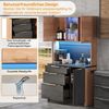 HAUSS SPOLE Highboard mit Schubladen,Anrichte Küchenhochschrank Arbeitsplatte LED Steckdosen (Küchenhochschrank Anrichte mit 3 Schubladen, Schrankfach mit Einlegeboden, Aufbewahrungsschrank mit LED Lichtleisten per App steuerbar) Bild 4