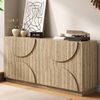 Sideboard 160 × 40 × 80 cm, Natural, mit Türen und verstellbaren Einlegeböden, Spanplatte, skandinavisch, Holz Bild 4