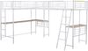 Hochbett 90x200 cm – Metalll‑MDF Kombi mit integriertem Schreibtisch, hohe Absturzsicherung, platzsparendes Design, Weiß Bild 5