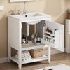 Badezimmerschrank Keramik Schrank Badezimmer Aufbewahrung Regal Bodenstehend Kratzfest Glänzend,Weiß Bild 3