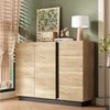 Flieks Kommode mit 4 Schubladen und 2 Türen (Schrank für Wohnzimmer, Schlafzimmer und Esszimmer, 1 St, B110 x T35,5 x H90,5 cm), Sideboard Mehrzweckschrank Anrichte Holzschrank Natur Bild 3