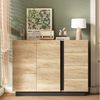Flieks Kommode mit 4 Schubladen und 2 Türen (Schrank für Wohnzimmer, Schlafzimmer und Esszimmer, 1 St, B110 x T35,5 x H90,5 cm), Sideboard Mehrzweckschrank Anrichte Holzschrank Natur Bild 2