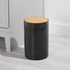 mDesign Mülleimer Abfalleimer Papierkorb 5L Deckel Bambus Kunststoff Schwarz Bild 2