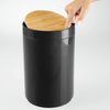 mDesign Mülleimer Abfalleimer Papierkorb 5L Deckel Bambus Kunststoff Schwarz Bild 4