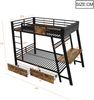 Merax Etagenbett 90×200cm, Kinderbett integrierter Gaming-Schreibtisch mit Steckdosen, USB- und Type-C-Anschlüssen, mit LED-Lichtband, zwei Aufbewahrungskörben, Schwarz Bild 4