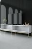 Dmora Fernsehschrank Espero, Ständer für Wohnzimmerfernseher, Niedriges Wohnzimmer-Sideboard, TV-Ständerbasis, 180x30h47 cm, Weiß und Gold Bild 4