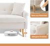 Sofa aus Chenille 2-Sitzer mit Massivholzfüßen, ergonomischem Design & 15 cm dickem Sitzkissen,Beige Bild 4