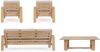 Garten-Set Ticlas 4er-Set aus Aluminium, modern, Natur, abziehbare Kissen, Outdoor geeignet Bild 5