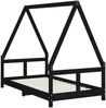 vidaXL Kinderbett Schwarz 80x160 cm Massivholz Kiefer 834461 Bild 3